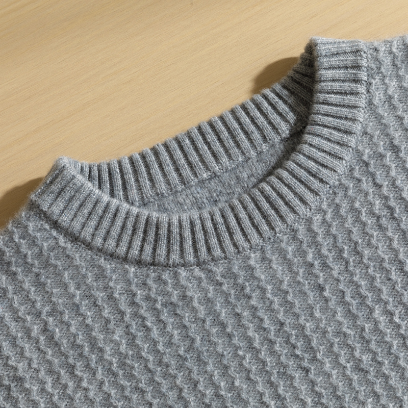 高档次纯山羊绒针织男装上衣秋冬加厚套头圆领正宗男士羊绒衫