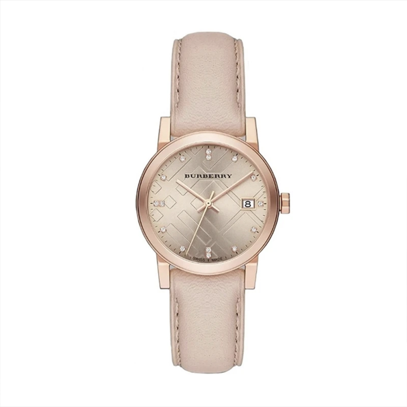 【安琪专属】Burberry博柏利奶茶色皮革石英女士腕表34盘BU9131