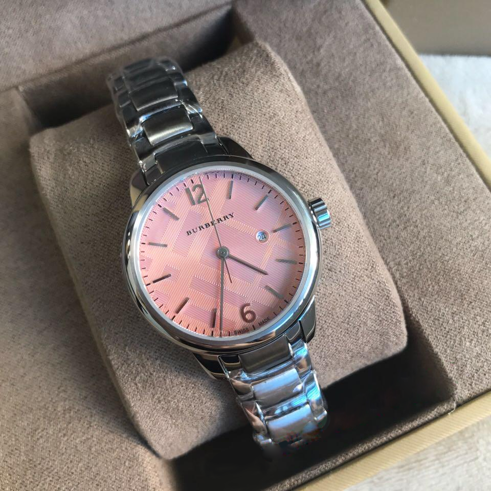 【安琪专属】Burberry博柏利粉色石英女表32盘瑞士腕表BU10111