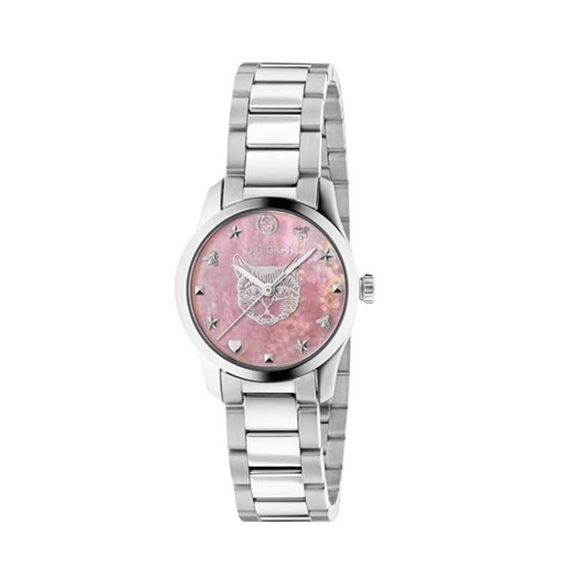 【阿肖专属】GUCCI古驰Timeless系列粉色猫头石英表27MMYA1265013