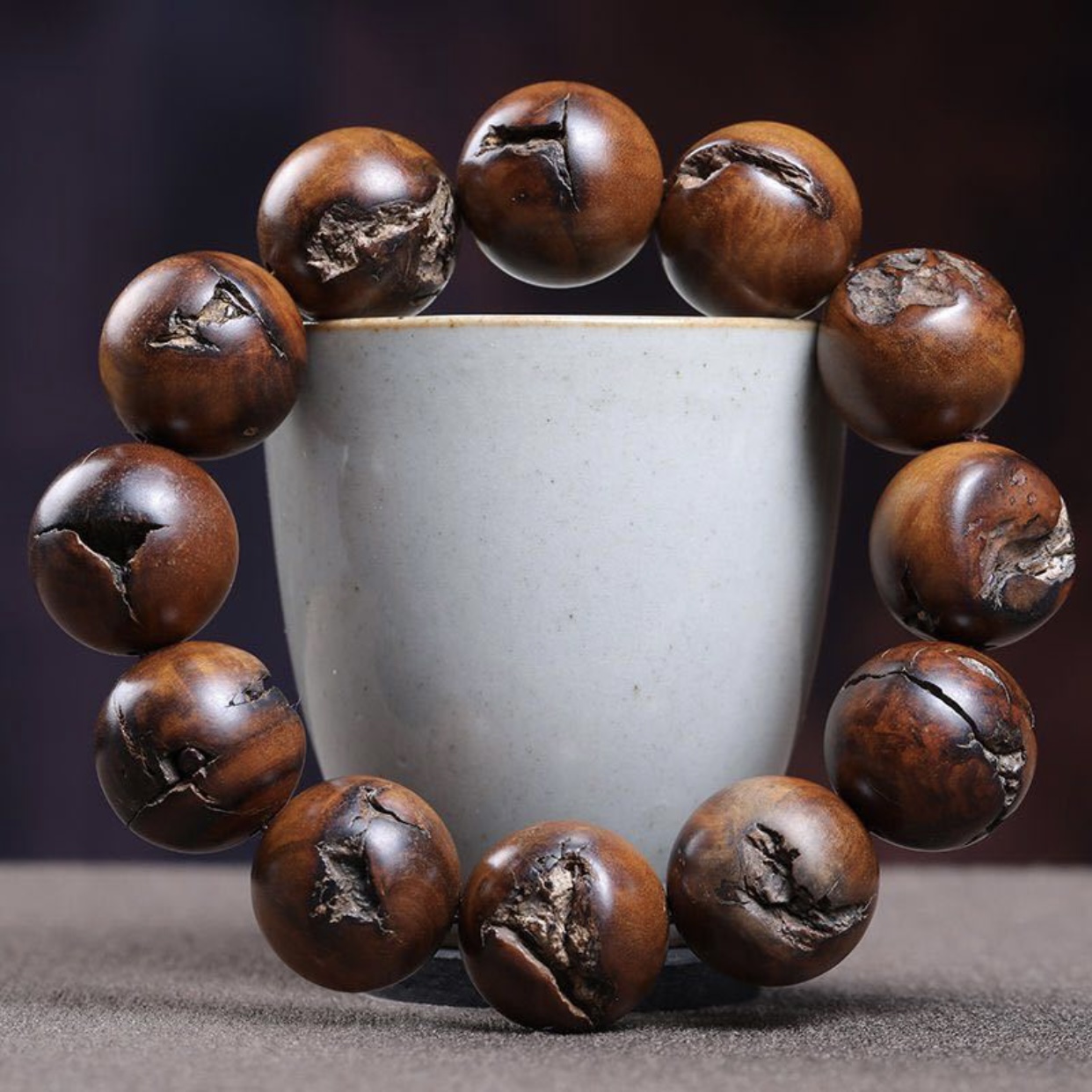 雷击枣木雷击木手串108颗念珠手串男女本本年手串天然雷击木老型