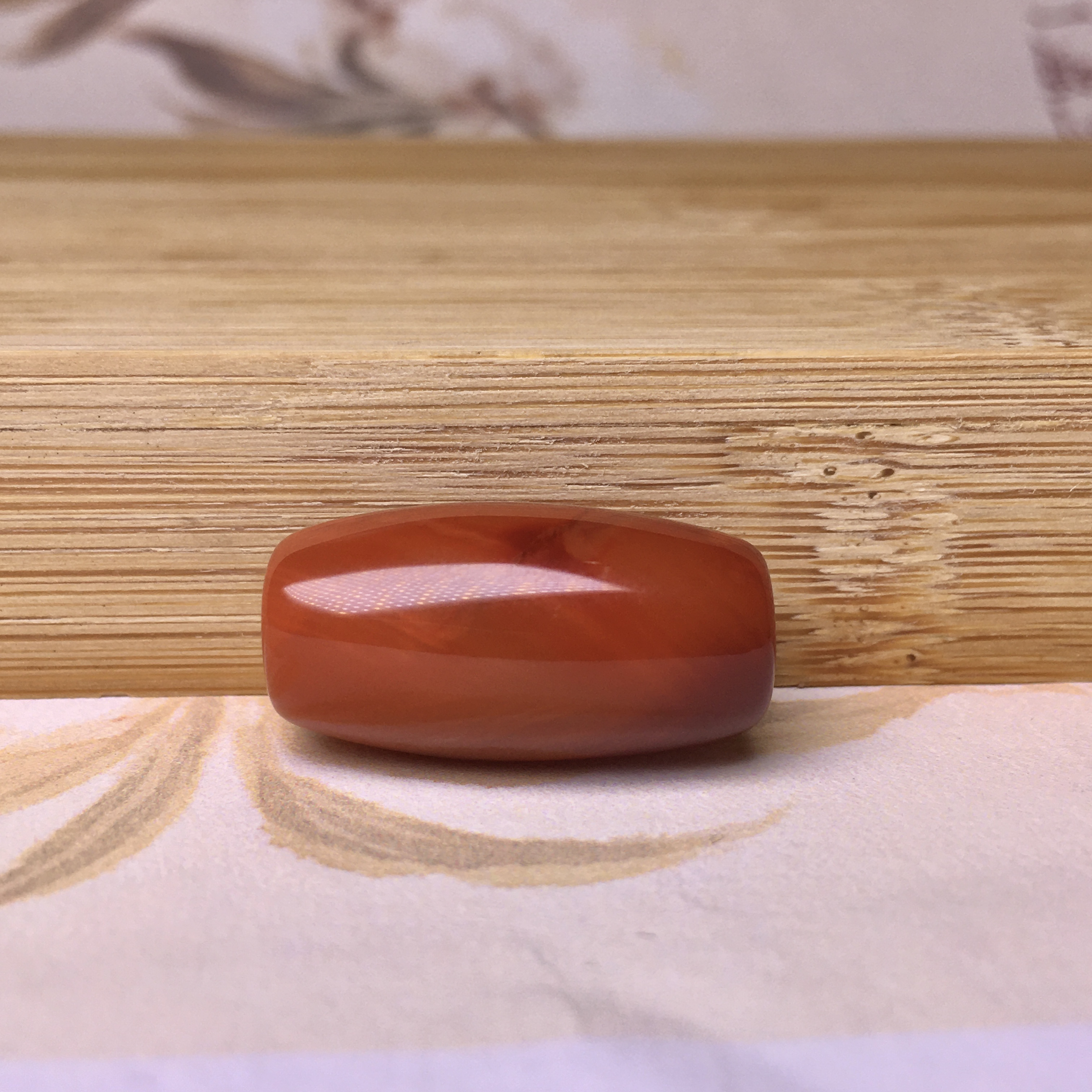 天然川料老料南红卡12.6x24mm精品柿子红牛血红双色系长桶珠锁骨