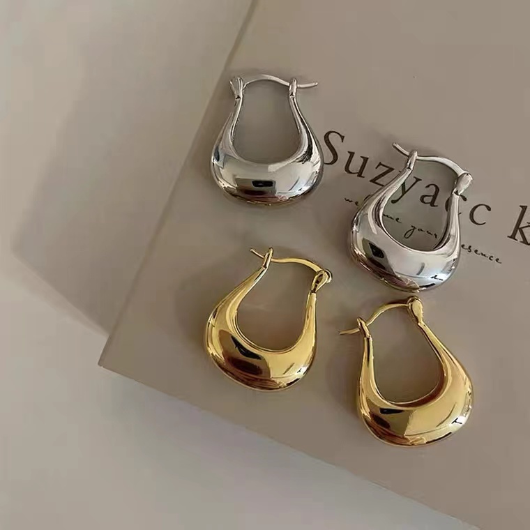 时尚气质几何简约金属耳环8678