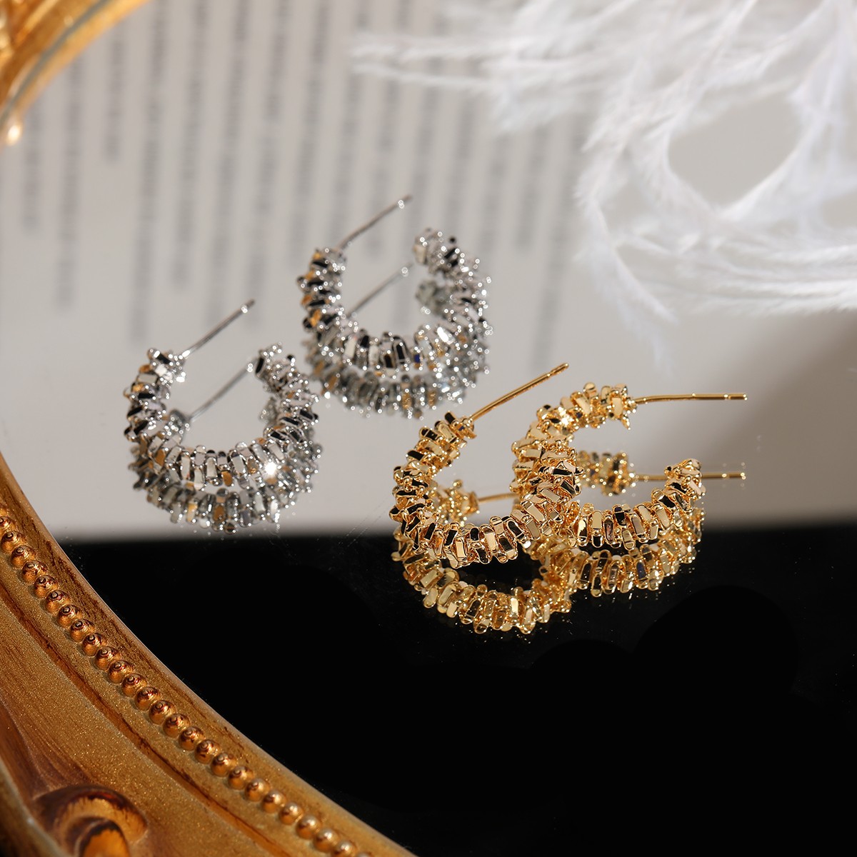 铜合金耳饰 日韩轻奢气质 时尚素款百搭精致小众耳环8861