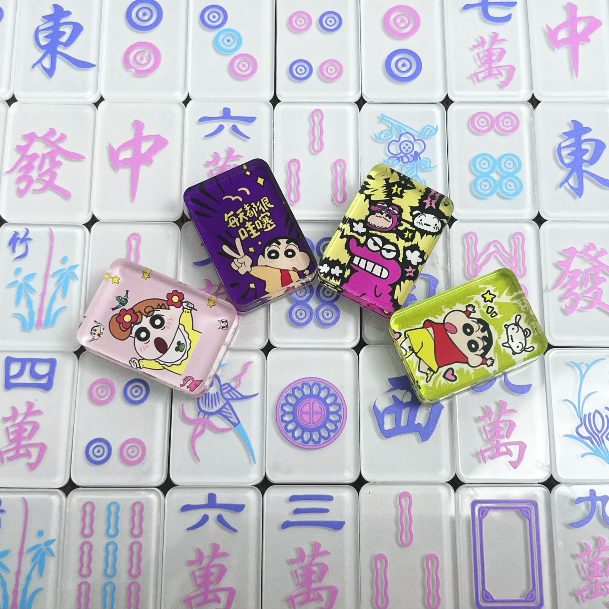 【主播拆可跟车】DIY卡通蜡笔不小新创意麻将摆件饰品