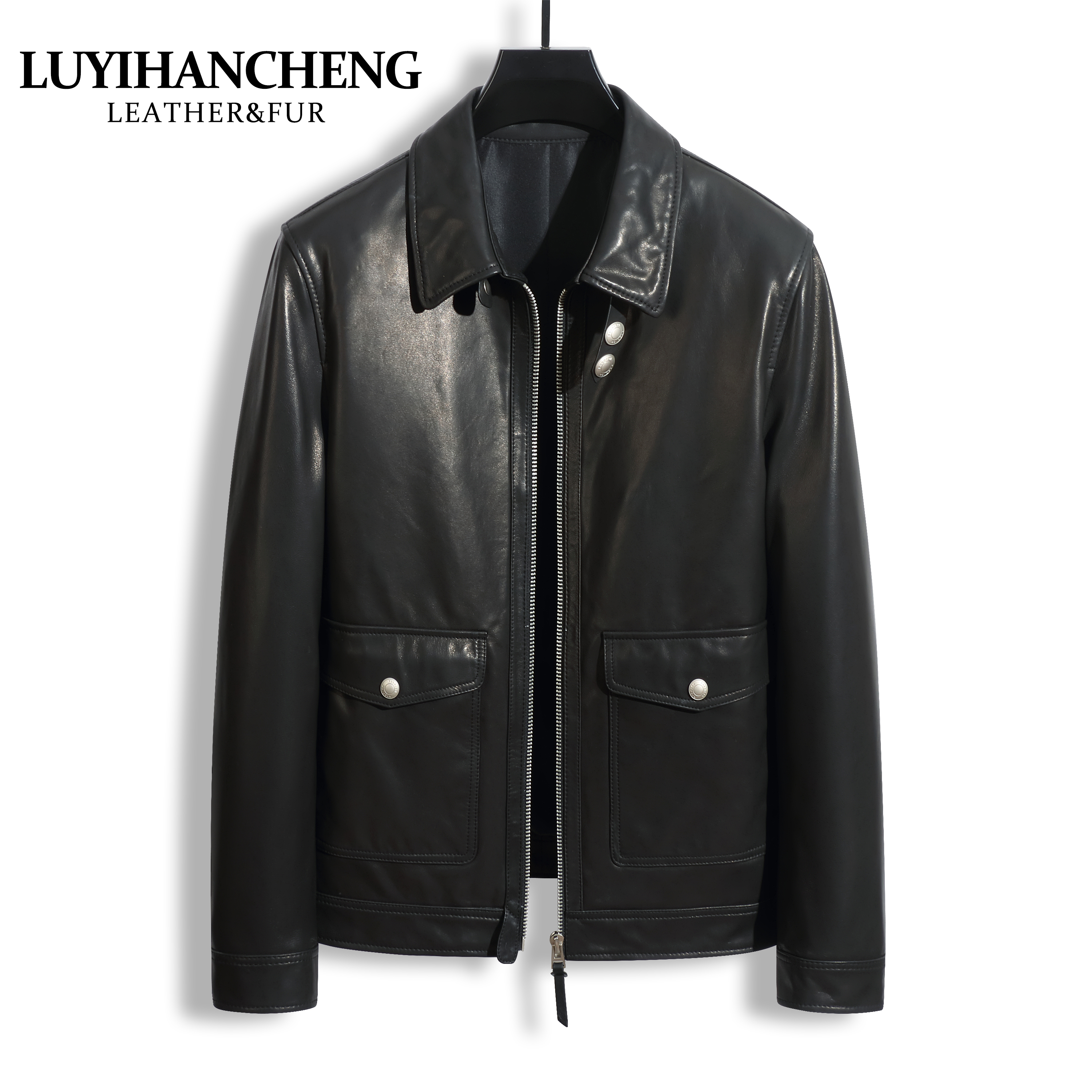 春秋显瘦短款时尚百搭韩版修身洋气休闲黑色真皮皮衣潮流帅气2505