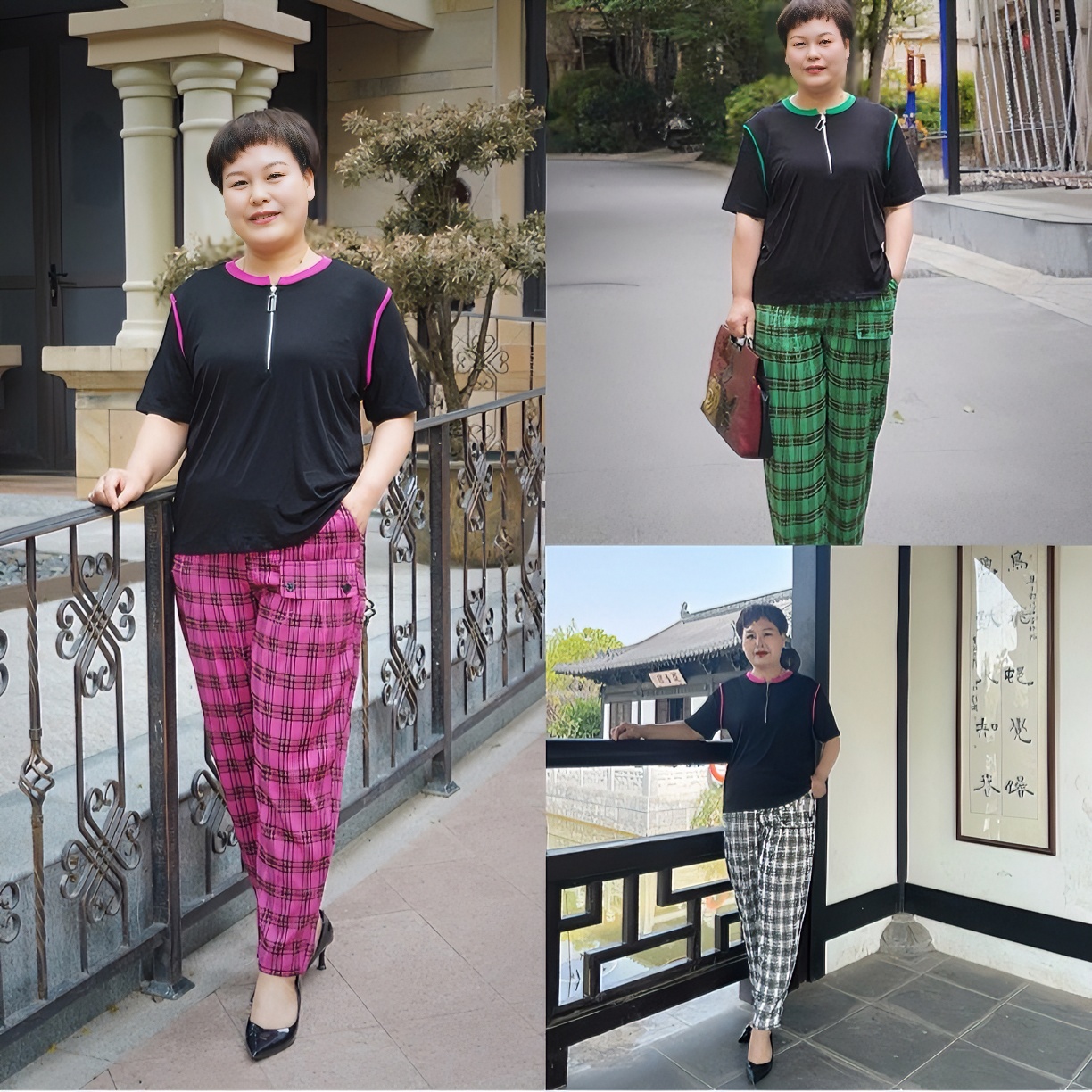 2025年夏季休闲百搭格子裤小众设计感时尚潮流显瘦哈伦裤薄款