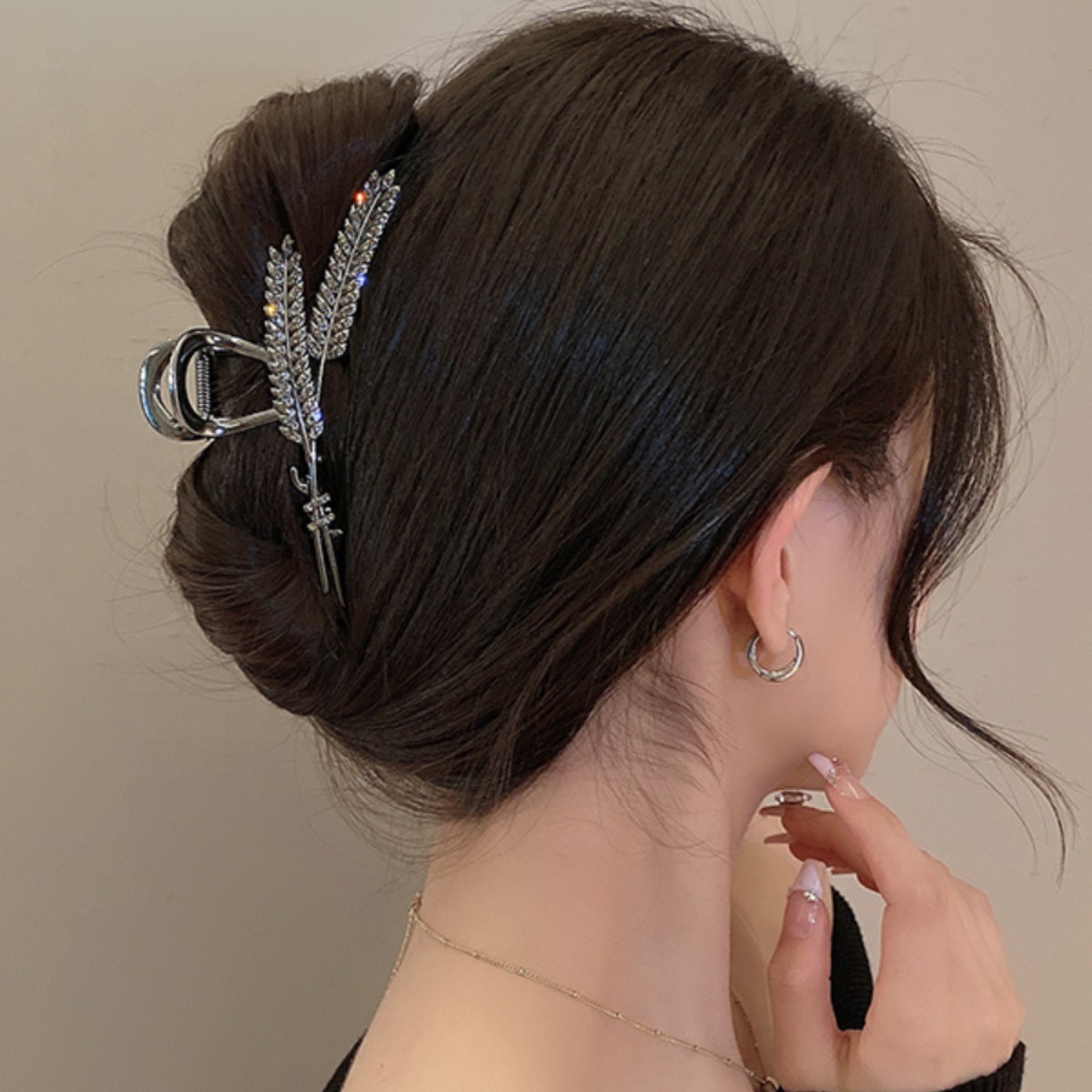 妈妈发饰精致双麦穗金属大抓夹气质经典后脑勺鲨鱼夹发夹夹子