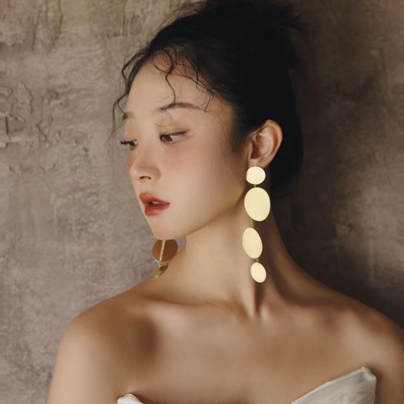 合金耳饰 南一婚饰新款小众新娘礼服圈圈不规则灵动金属耳饰