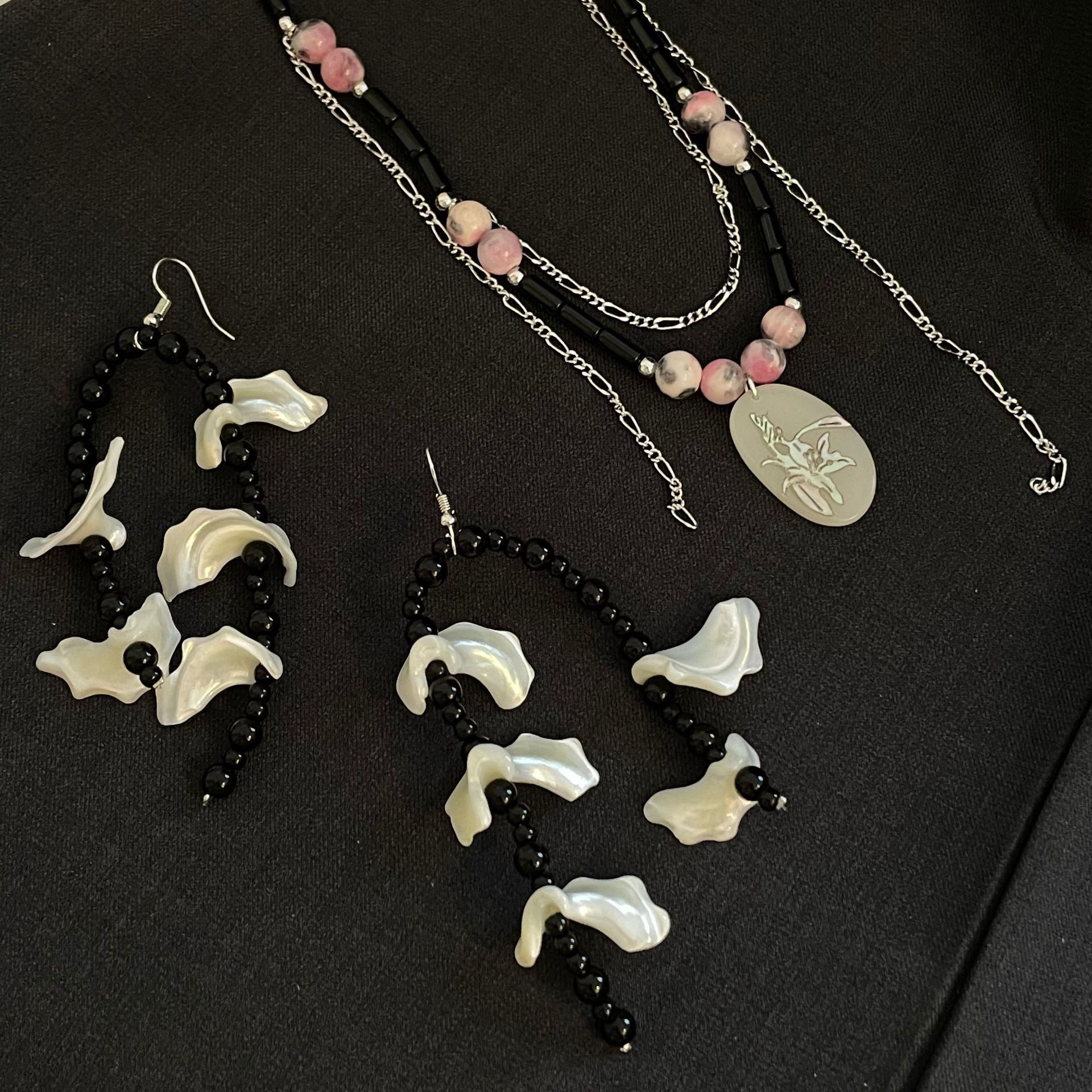 合金树脂耳饰 南一婚饰新款手作贝壳花瓣小众设计感耳饰
