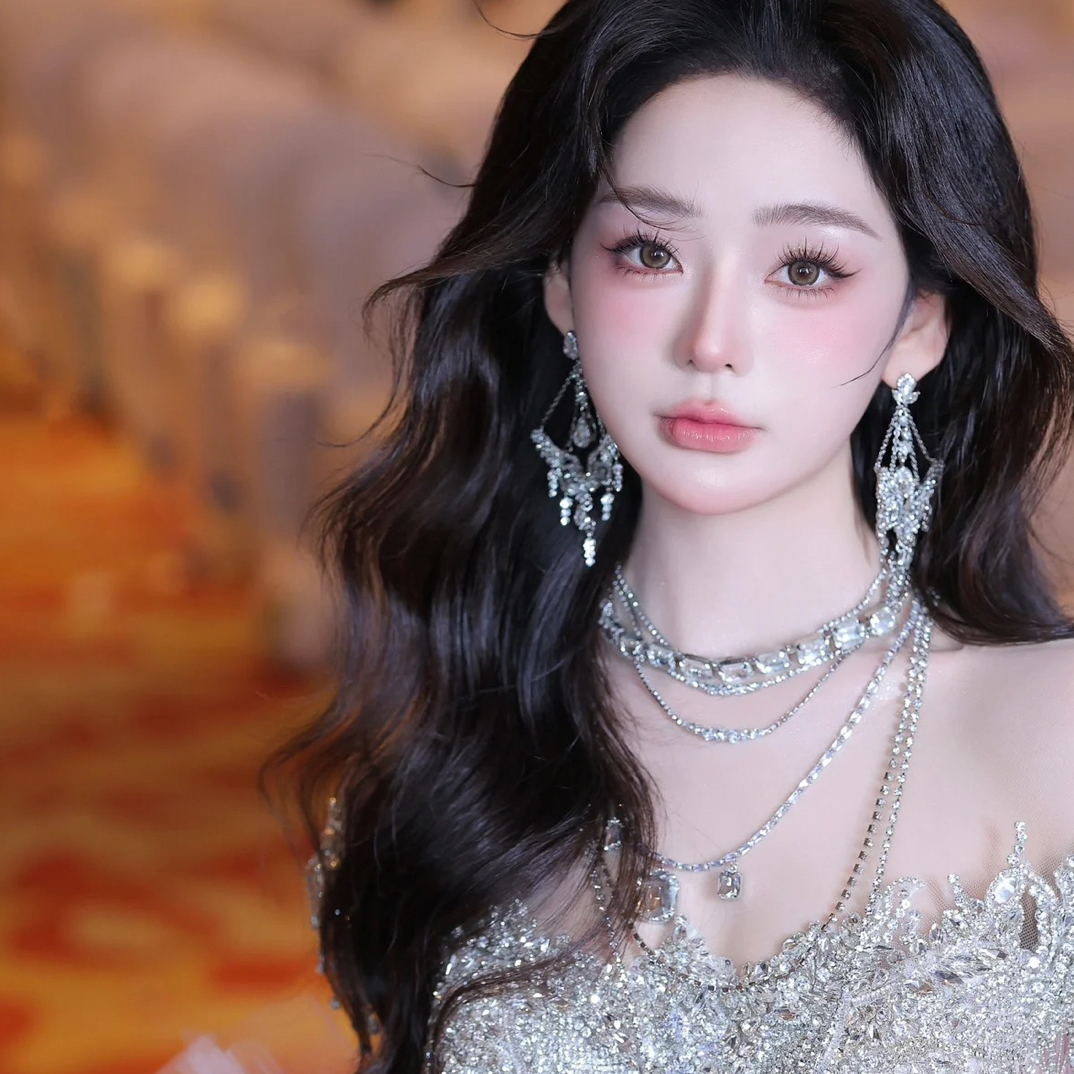 合金仿水晶耳饰 南一NANYI新款可可造型大课同款女明星礼服配饰