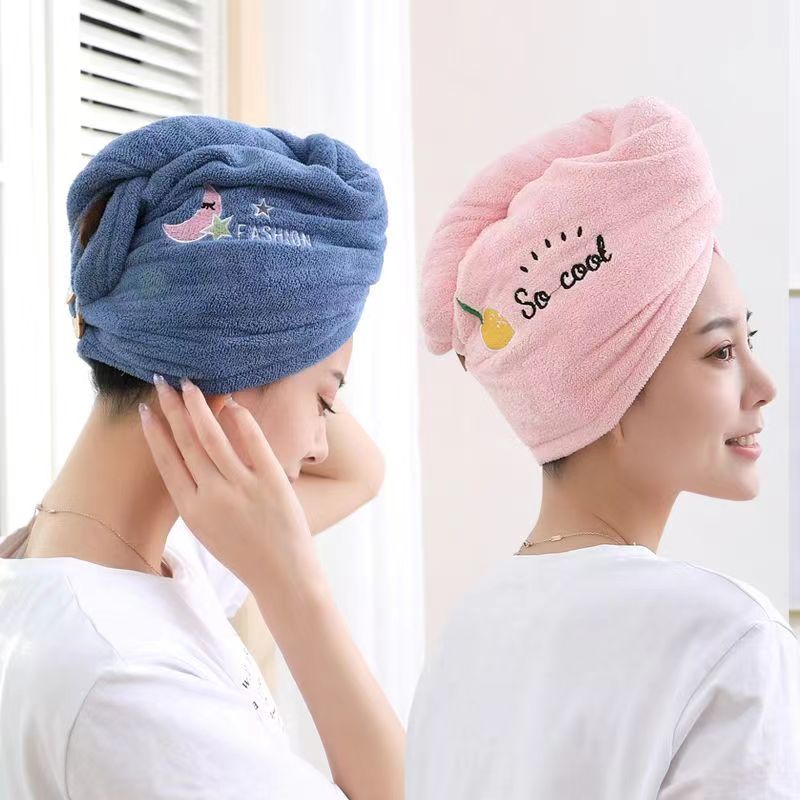  【两条装】   珊瑚绒  干发帽超强吸水速干成人浴帽可爱柔软加厚