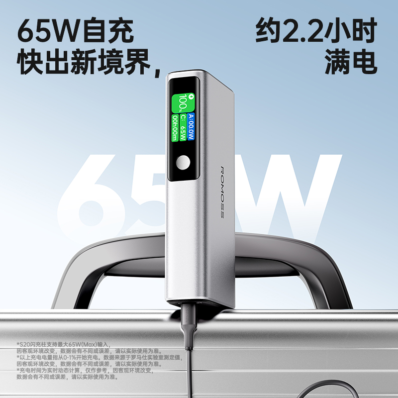 罗马仕闪充柱笔记本充电宝20000毫安130W大功率适用小米华为苹果