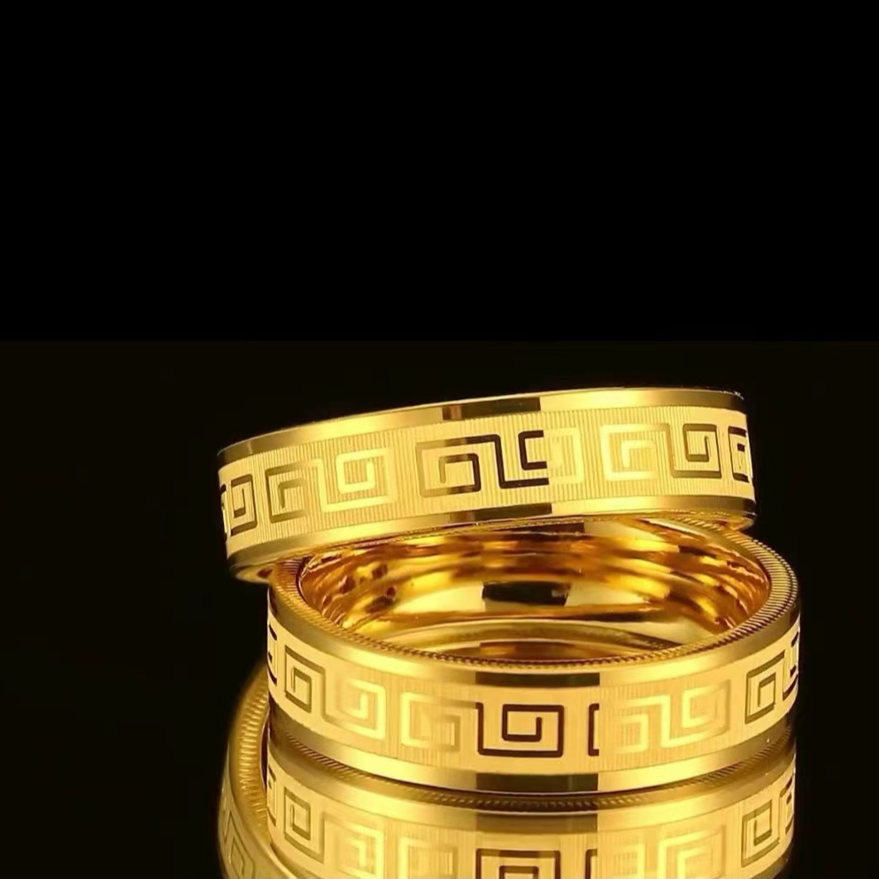 合金戒指 2024新款长城纹戒指时尚饰品情侣复古古法经典精美素款