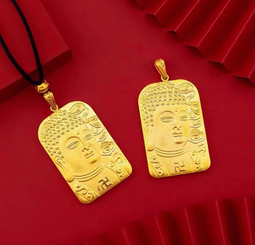 合金吊坠 精品大日如来吊坠实心时尚金色传承精美项坠不掉色挂坠