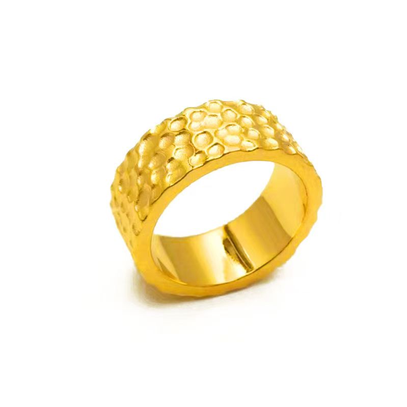 铜合金戒指 精品宽版锤纹戒指面宽克重26克百搭时尚气质简约潮流