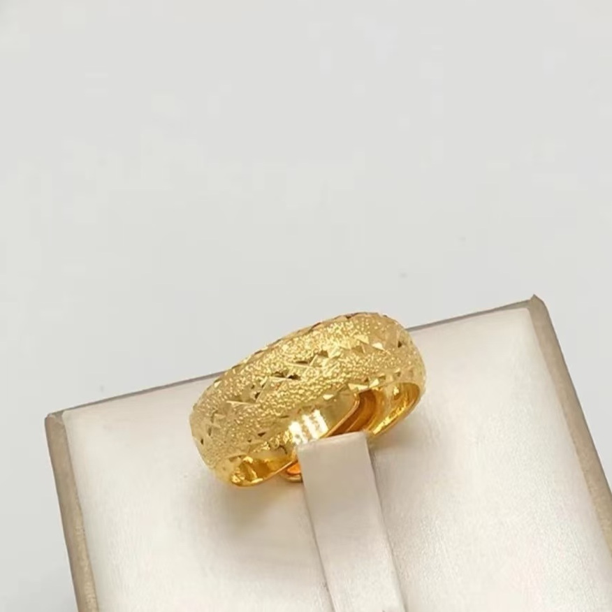 铜合金戒指 磨砂琳纹开口戒指气质时尚百搭精美素款指环可调节