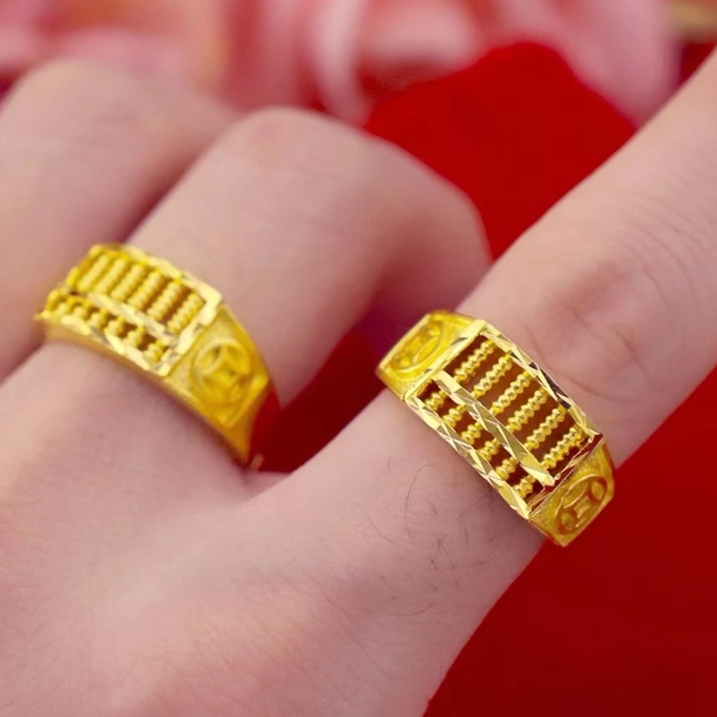 合金戒指 精工情侣算盘戒指可调节戒指时尚百搭复古经典小算盘