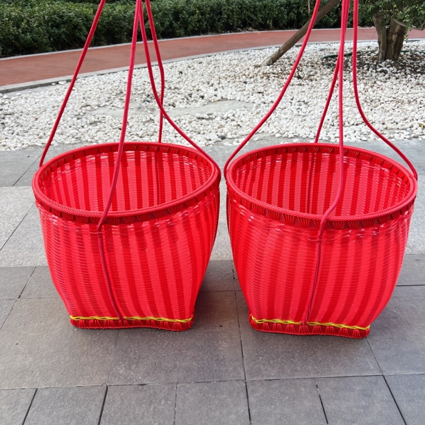 精品喜庆箩筐一对结婚进新房新年淘米簸箕稻谷拜神筐纯手工编织筐