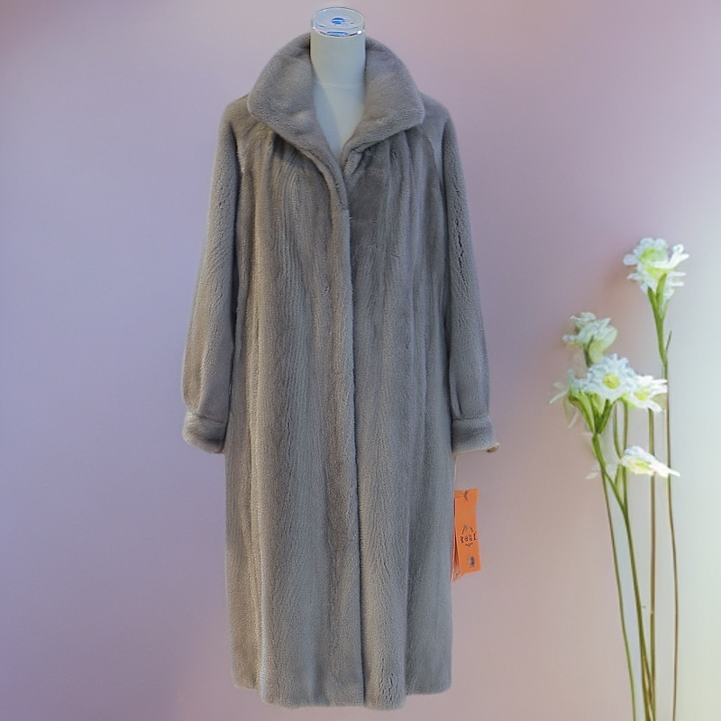 进口小母貂整貂全抽长款女士时尚立翻领貂皮大衣