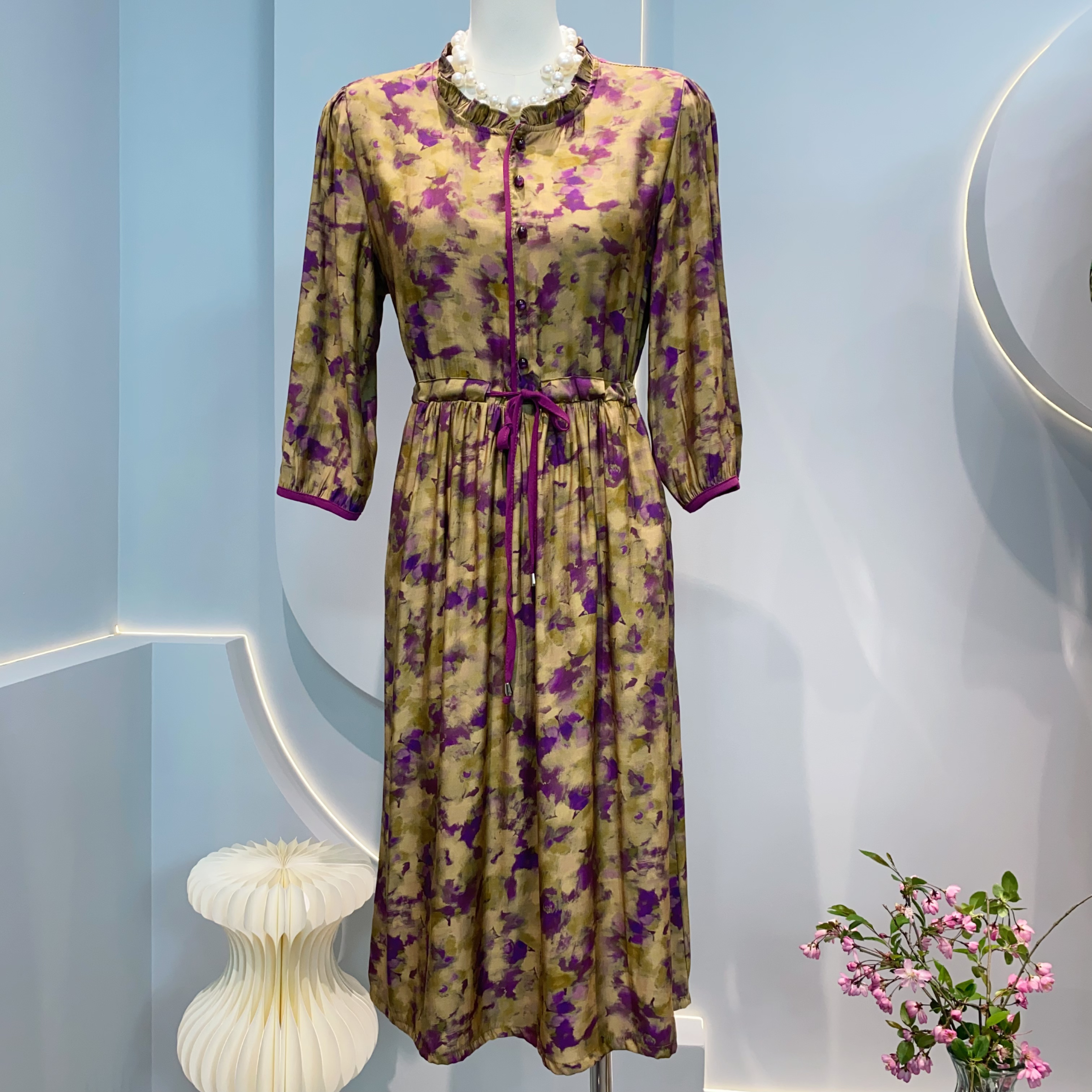 5009 春夏专柜品质洋气花边领碎花显瘦连衣裙