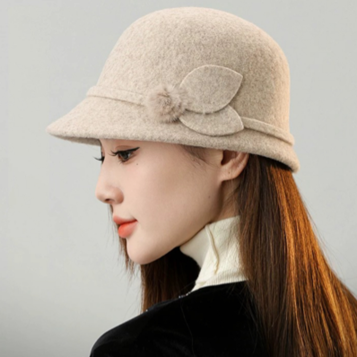 秋冬季中老年妈妈羊毛马术帽礼帽加厚老人奶奶保暖盆帽老太太帽24