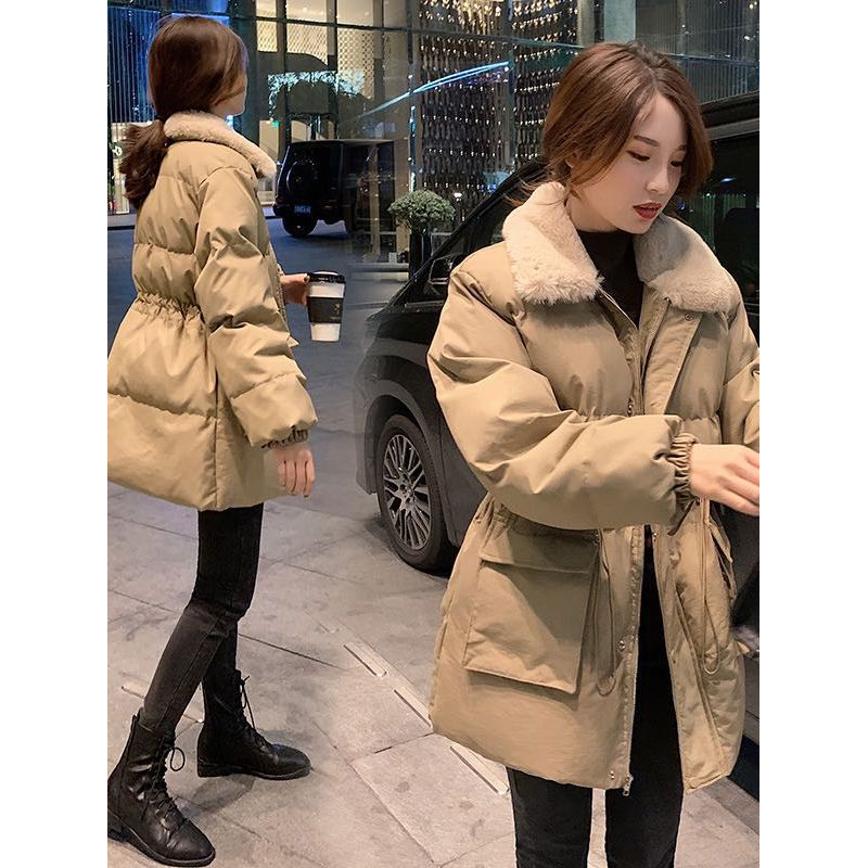 冬季袄韩版宽松女潮ins港风2024新款中长款收腰显瘦衣服