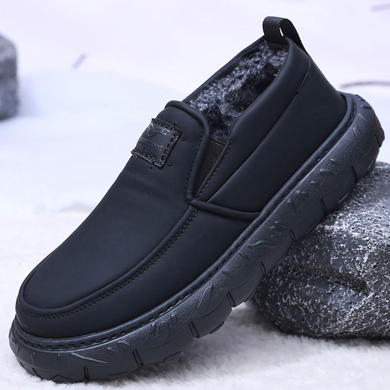 冬季老北京布鞋男棉鞋加绒保暖厚底防滑一脚蹬中老年爸爸鞋老人鞋