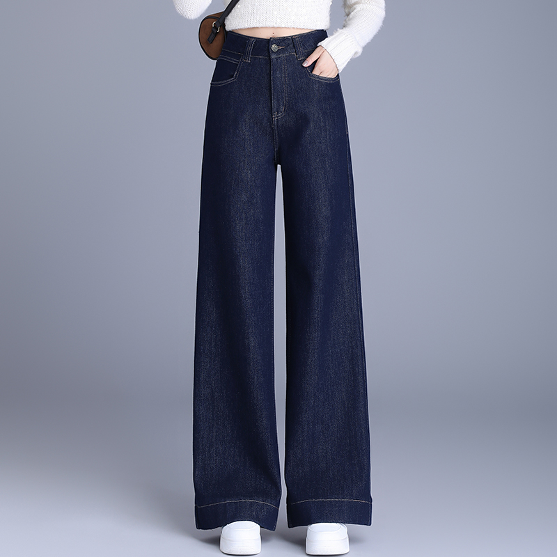 正品秋冬新款阔腿牛仔裤2024爆款女装宽松直筒高腰显瘦百搭直筒裤
