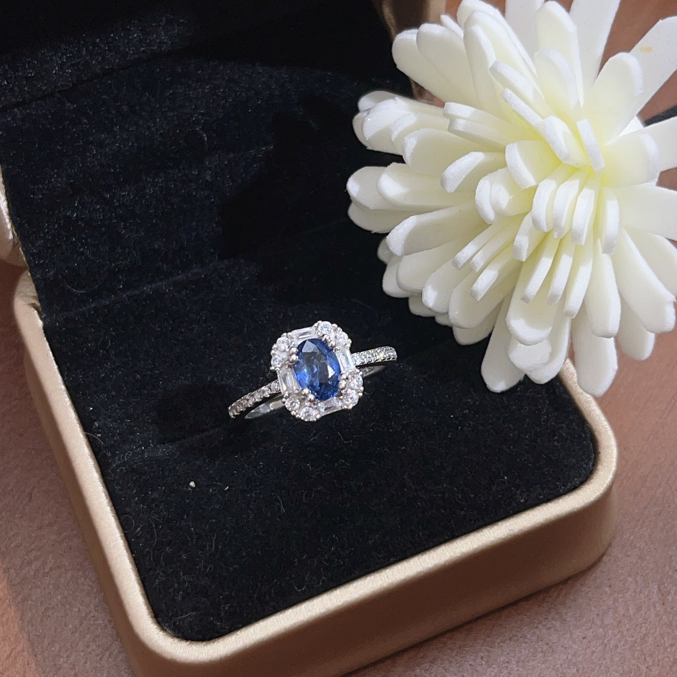 【天然蓝宝石戒指高气质】带证书基地质检