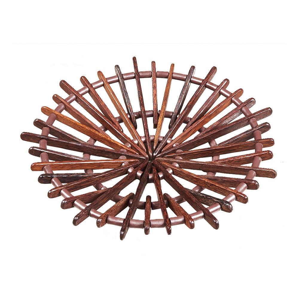 椰木原材纯手工定制复古怀旧伞形水果盘