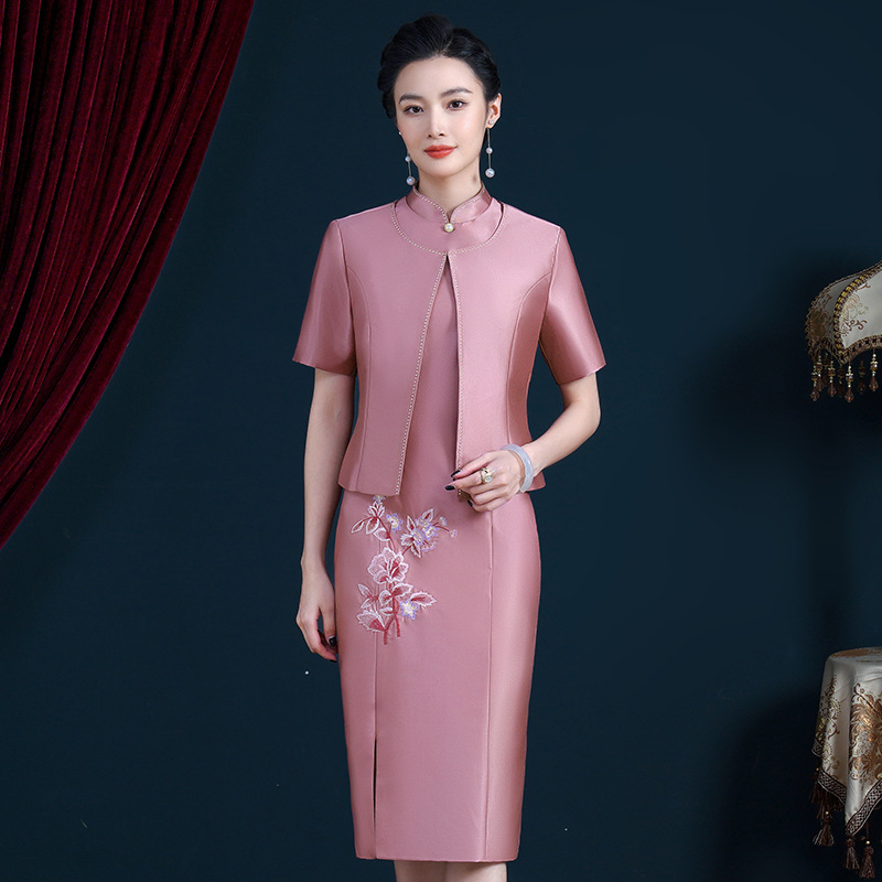 9359秋季2025新款优雅气质旗袍高贵喜婆婆婚宴礼服两件套连衣裙