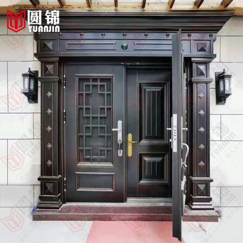 别墅定制大门复合门带纱门入户门农村自建房双开门四开子母进户门