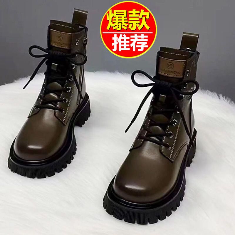 断码蜻延牌真皮马丁靴女2023冬季新款英伦风时尚百搭短靴雪地靴