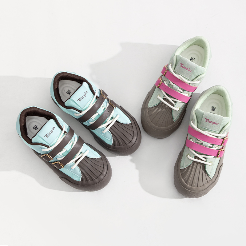 鮀品薄荷曼波贝壳头复古拼色2025秋学生女透气户外百搭软底休闲鞋