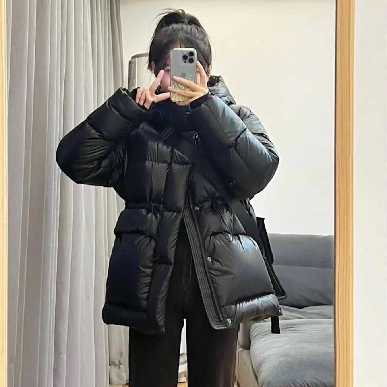 爆款2023新款【白鸭绒】黑金羽绒服女短款2023冬季新款韩版小个