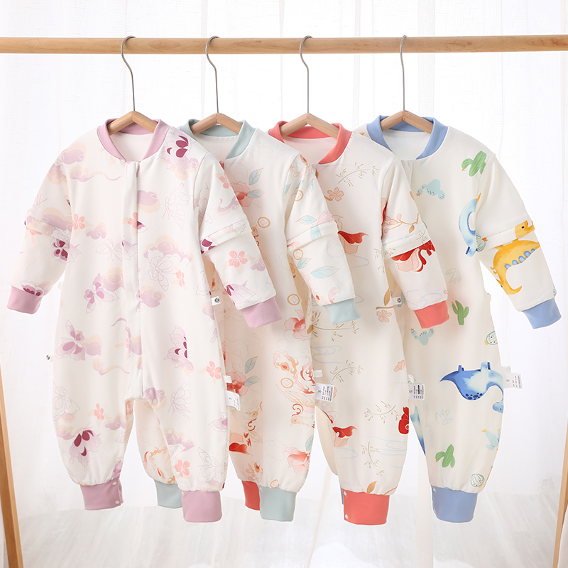 婴儿睡袋秋冬加厚纯棉秋冬恒温宝宝分腿睡袋儿童四季通用防踢被