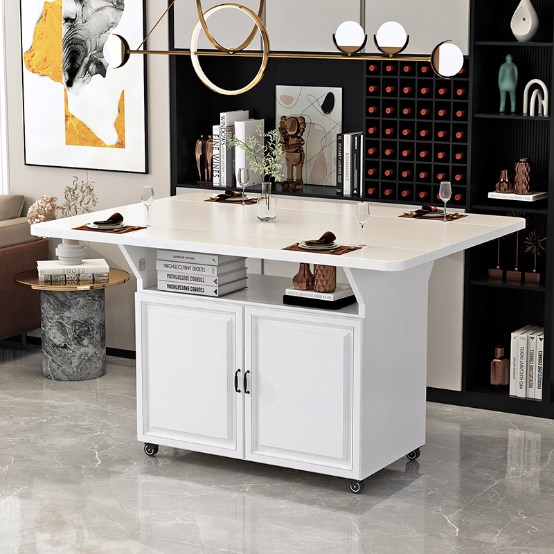 折叠餐桌家用小户型可移动带轮长方形多功能4人6人简易吃饭小桌子