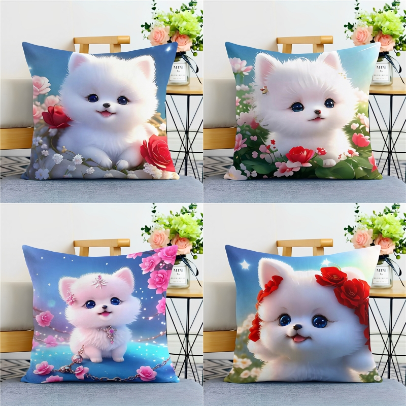 可爱手绘插画狗狗抱枕卡通宿舍汽车靠垫轻奢风沙发办公室抱枕枕头