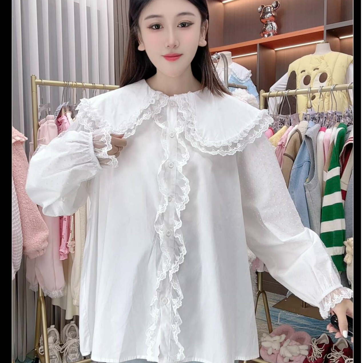 乔老板推荐——娃娃领衬衫秋冬款宽松时尚品质女装