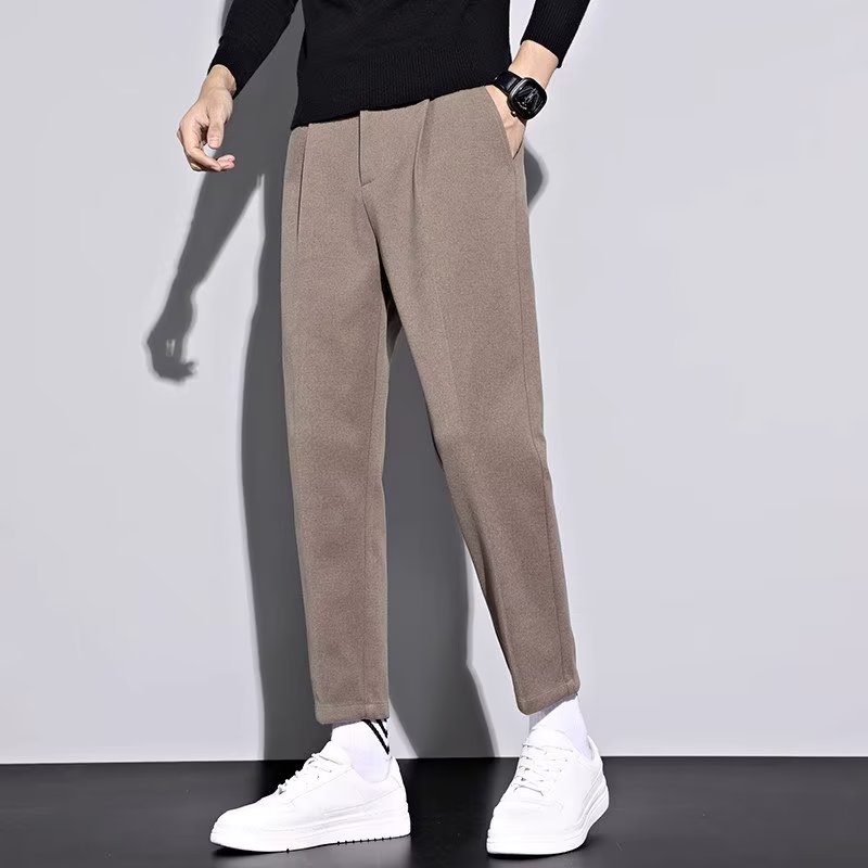 高质量春秋九分男裤潮牌垂感西装裤子修身小脚男士休闲西裤时尚