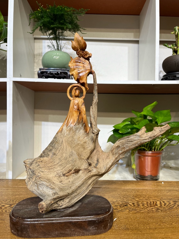 太行崖柏全陈华老茬头完整根料纯手工雕刻意境无相意境精品木雕摆