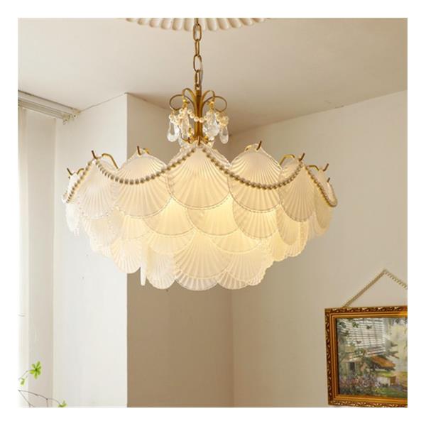 主卧室法式轻奢水晶简约大气贝壳吊灯美式餐厅客厅衣帽间灯具家用