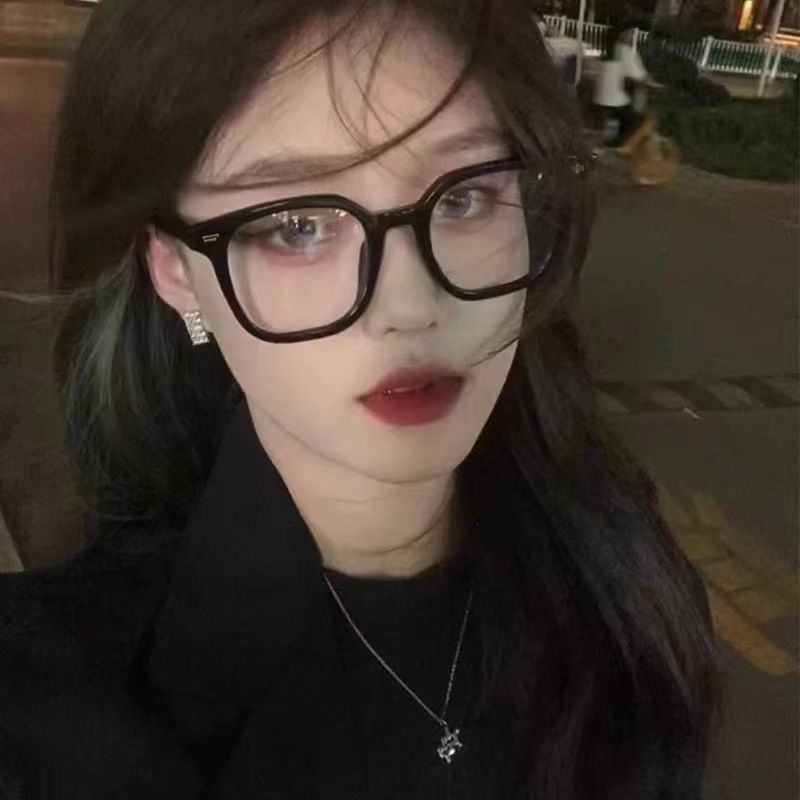 新款复古方框黑色系网红痞帅同款潮近视眼镜男素颜平光镜可配度数