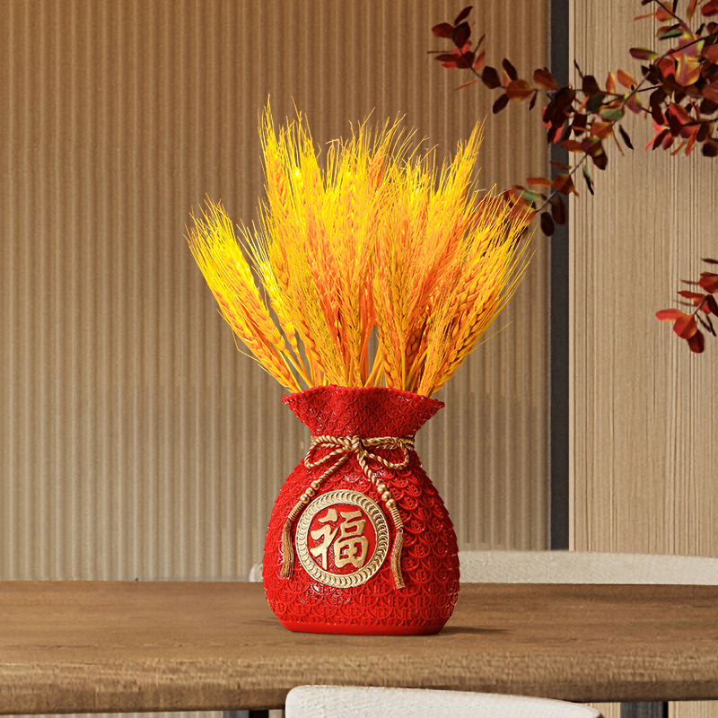 黄金麦穗干花福袋摆件新中式平安喜乐客厅装饰品店铺开业摆件