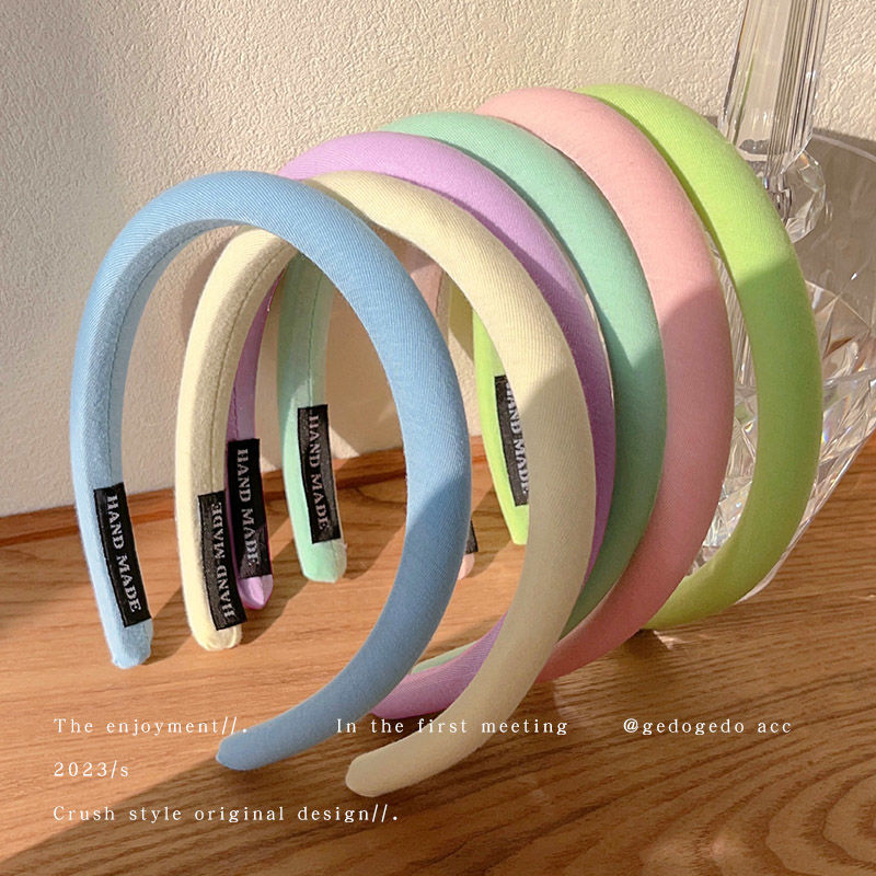 糖果色海绵细发箍女2023新款高颅顶发捆气质百搭发卡外出防滑头箍