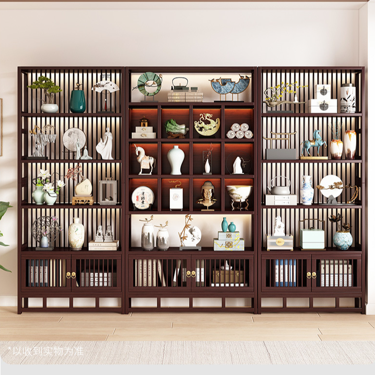 置物博古架中式茶柜置物架客厅多宝阁古董摆放架茶具茶叶展示架子