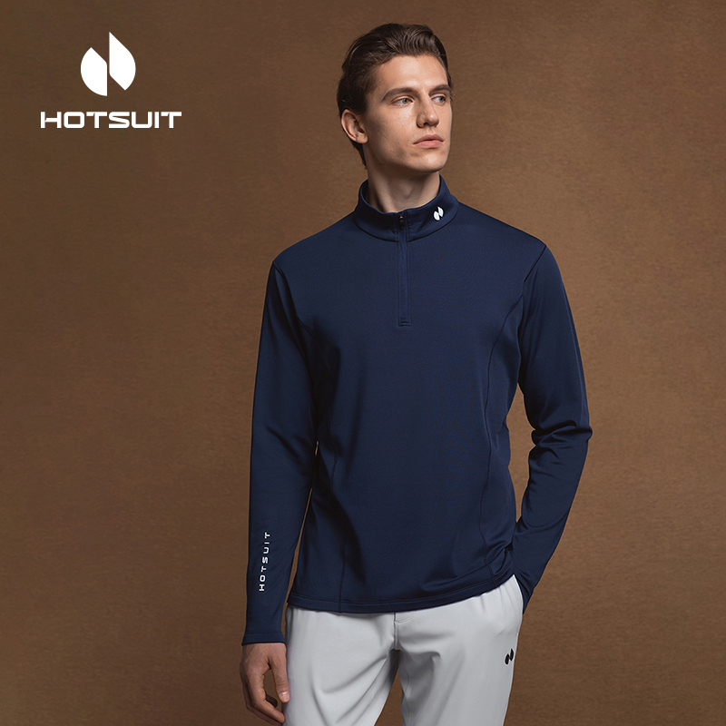 HOTSUIT/后秀新款男子男装保暖长袖格粒绒高尔夫骑行服男士上衣