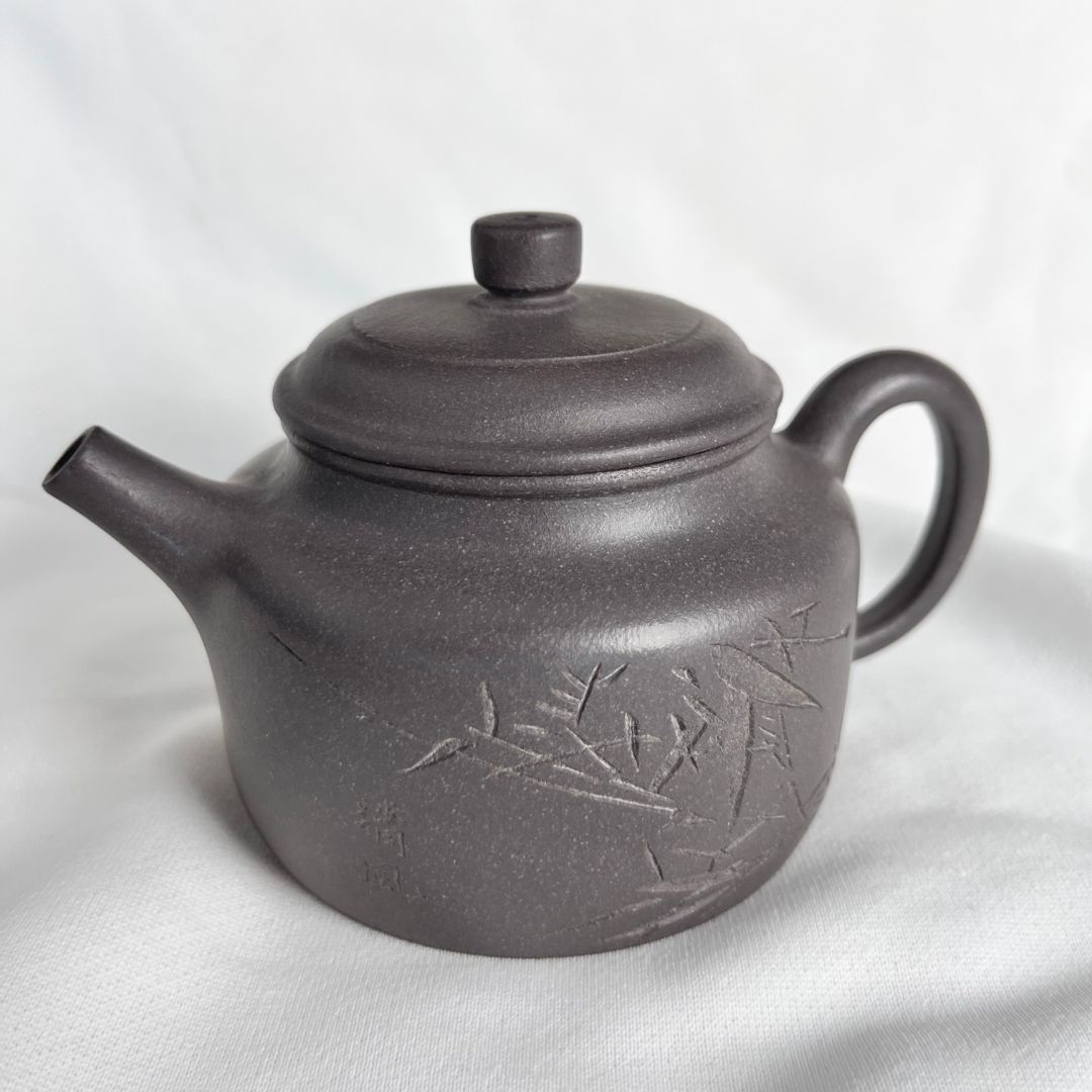 精品原矿天青灰紫砂壶 德中