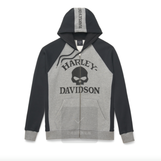 哈雷 戴帽拉链卫衣男士印花春秋运动长袖时尚情侣休闲外套